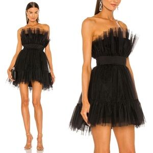 Katie May Ruffled Tulle Mini Dress in Black Size XS